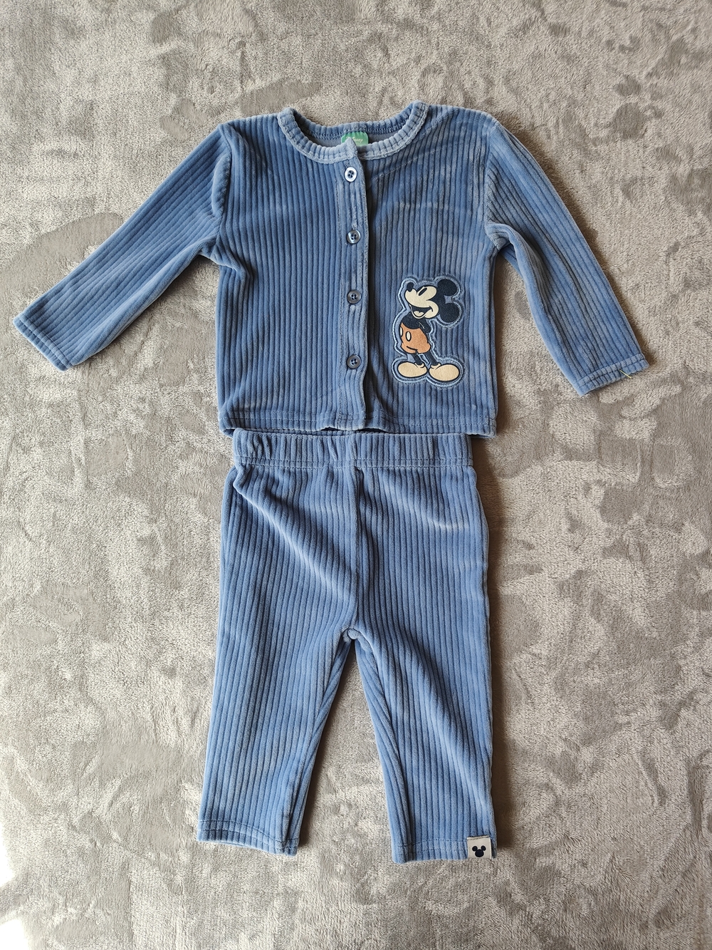 Disney Light Blue Ribbed Mickey Mouse Pajama Set